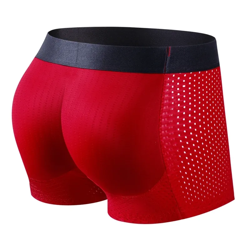 Nylon Ice Silk Men Underwear Breathable Thickened Panties Sexy Buttocks Fake Butt Padded Butt Enhancer Booty Underpants