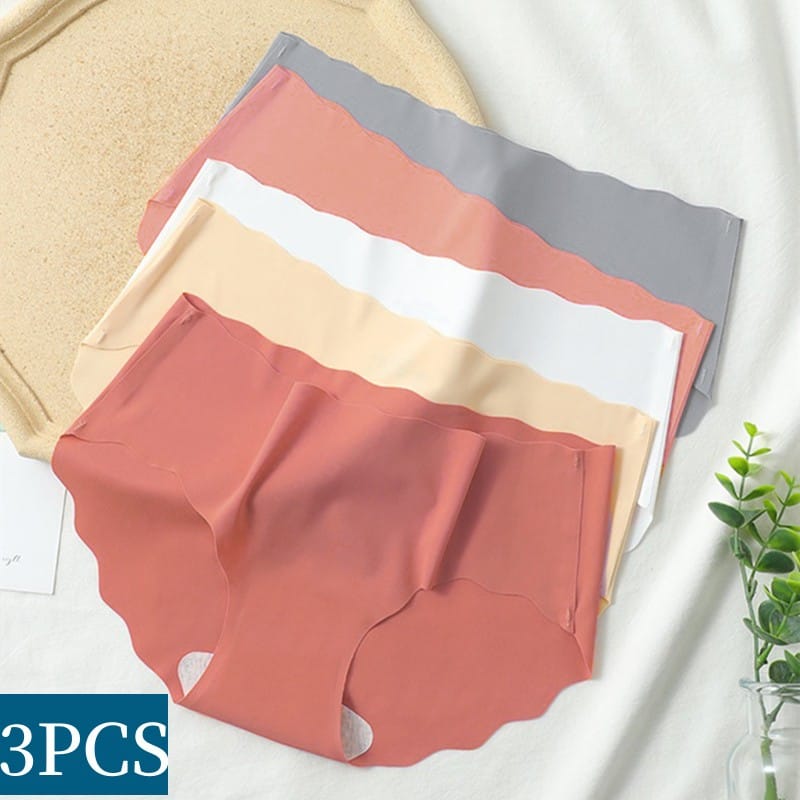3Pcs/Set Ice Silk Seamless Underwear Panties For Women Breathable Briefs Pantys Low Waist Underpants Invisible Female Lingerie