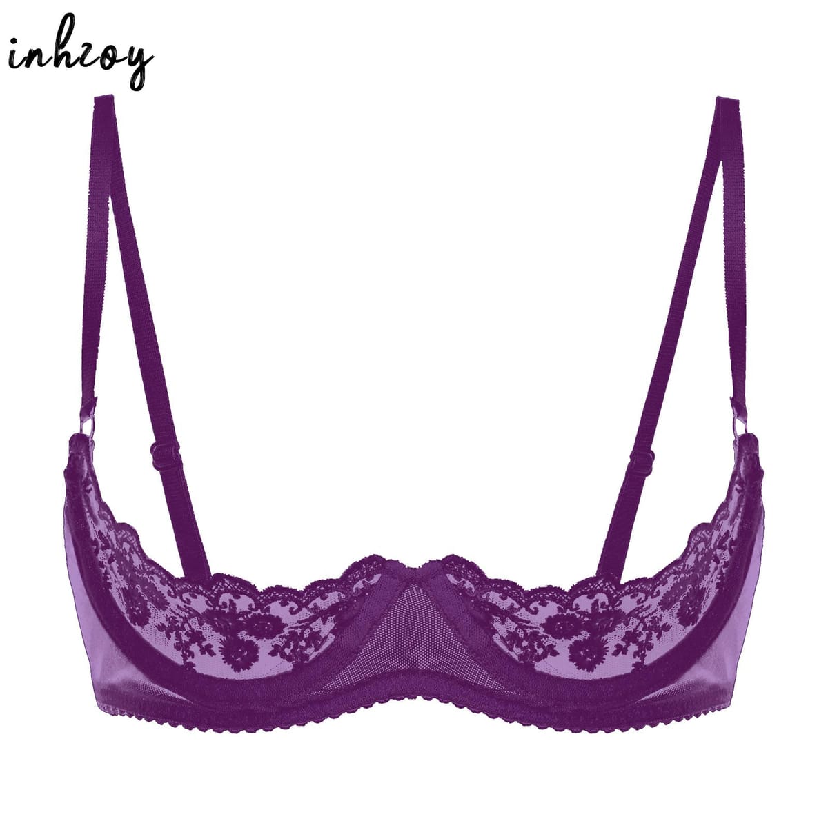 Women's Sexy Open Cup Bra Tops Sheer Floral Lace Underwire Push Up Bralette Cupless Lingerie Exposed Breasts Underwear Nightwear