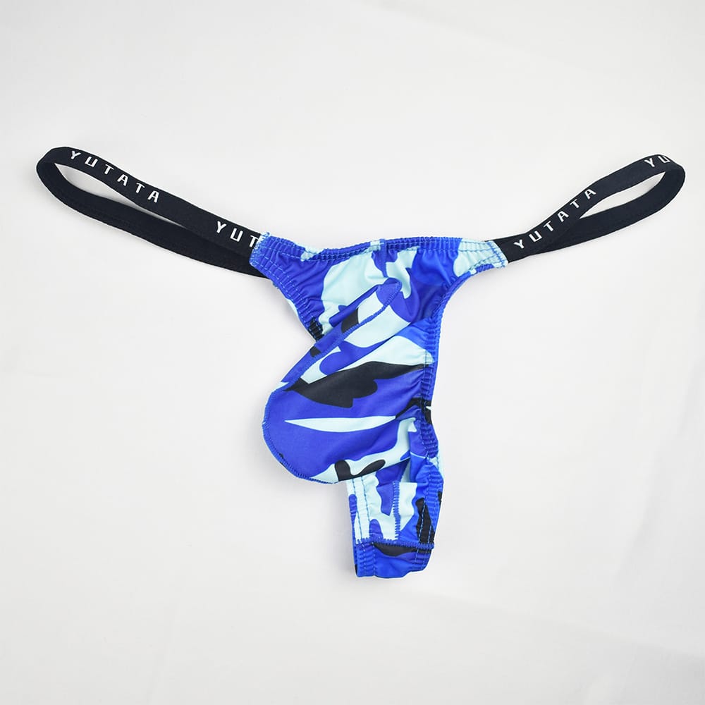 Men's Sexy Thong Bulge Pouch G-String String Panties Bikini Low Waist Underpants Breathable Briefs Camouflage Sensual Lingerie