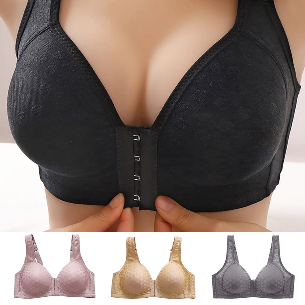 Push Up Bra  Large Size No Steel Ring Sport Bra Gathered Anti-sagging Front Button Brassiere Intimates Underwear