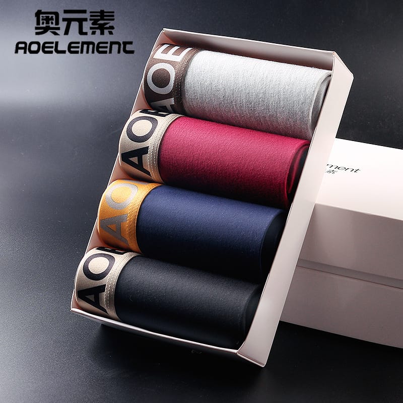 4pcs Box Mens Low Rise Modal Underwear Boxers Panties Boxershorts Men Penis Stretch Patterned Short Boxer Gift Box Underpants