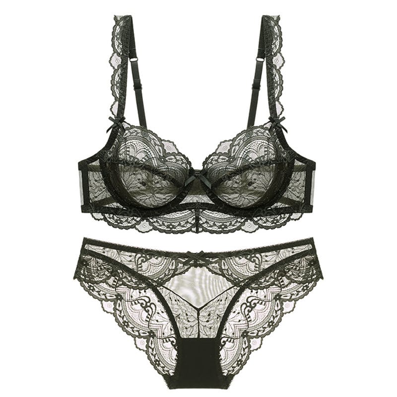 2021 New Style Women Sexy Bra Sets Ultra-Thin Transparent ABCDE Cup Underwear Suit Female Plus Size Lingerie