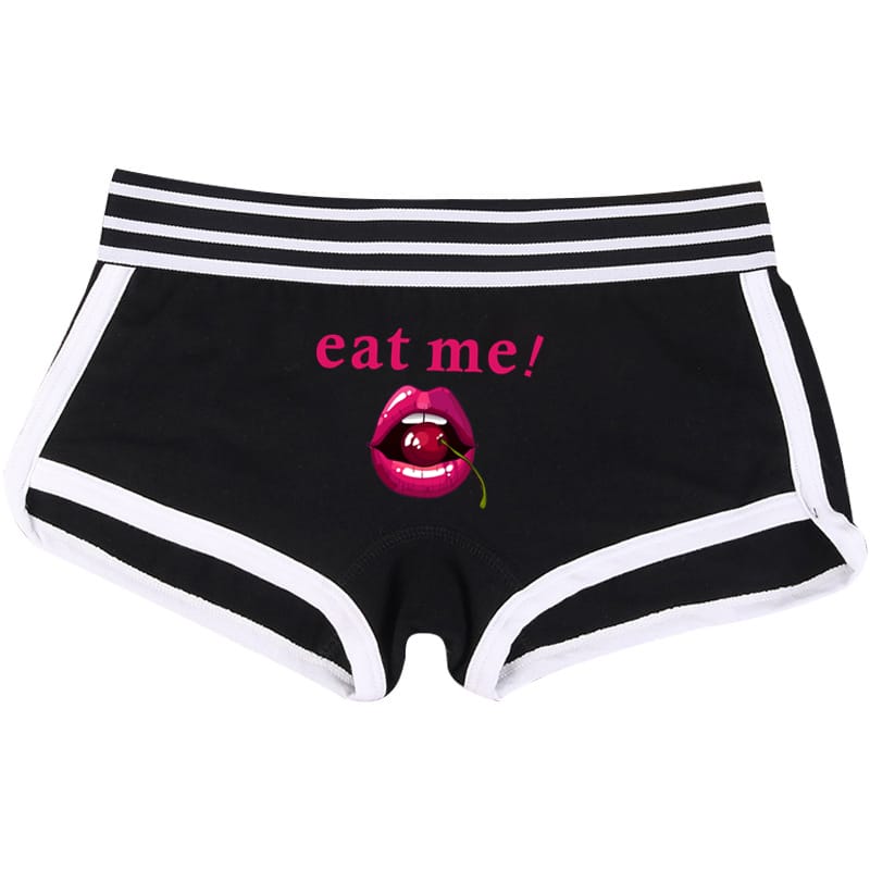 Fashion Girls Boxer EAT ME Cherry In The Mouth Cotton Underwear Sexy Boyshorts for Women Ladies Shorts Comfortable Home Panties