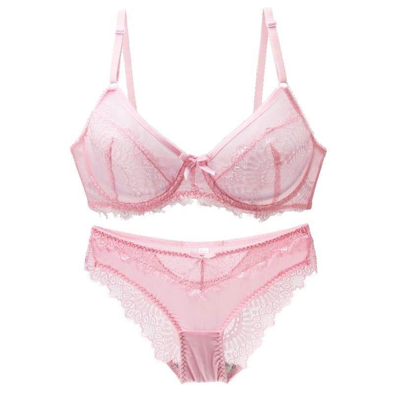 2022 New Sexy Lace Ultra Thin Thick Bra Panty Big Size Female Lingerie Set Women Underwear Brassieres 75-95BC Cup