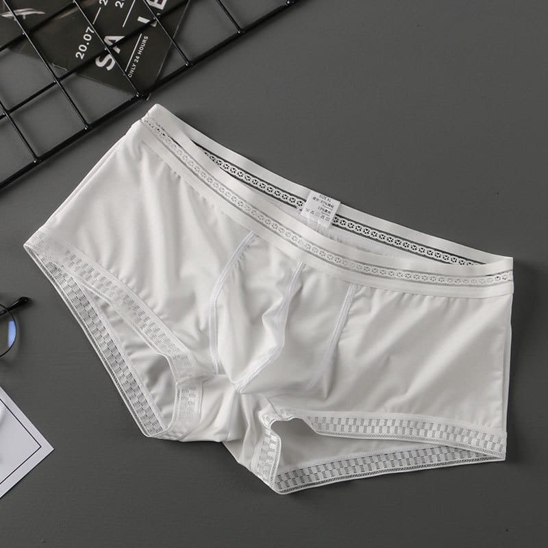 Ice Silk Underwear Men Sexy U Convex Pouch Boxer Translucent Seamless Summer Cool Breathable Thin Slip Homme Underpants
