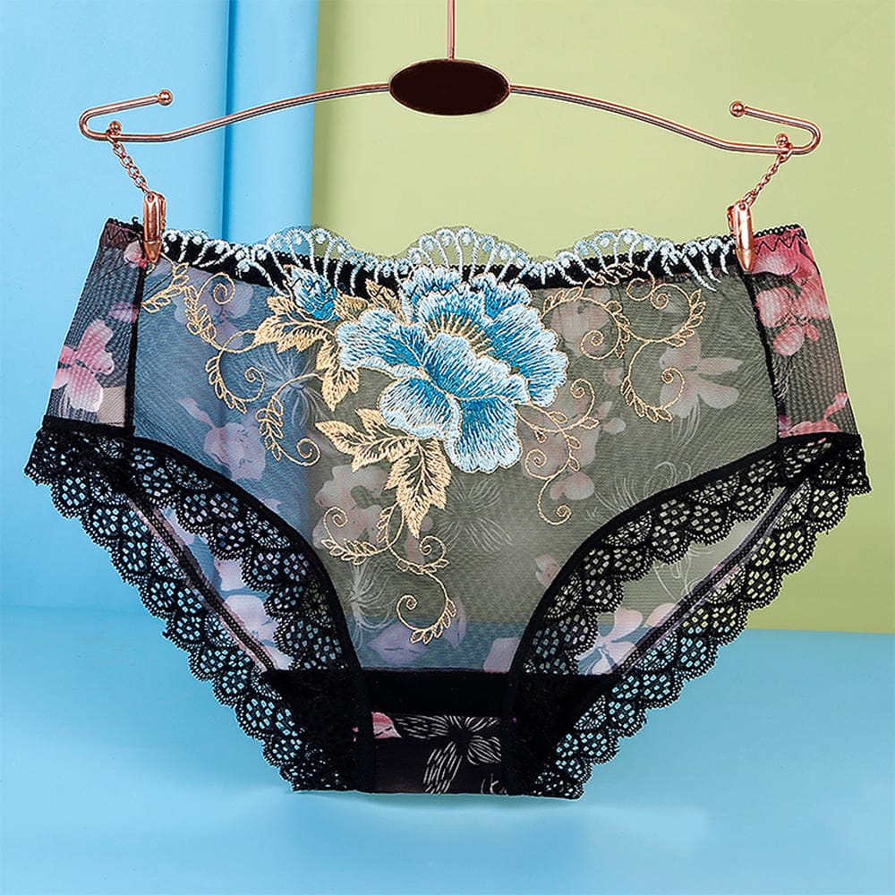 Women Sexy Lace Embroidery Panties Briefs Transparent Plus Size Underwear Skin-Friendly Briefs Lingerie For Ladies Underpanties