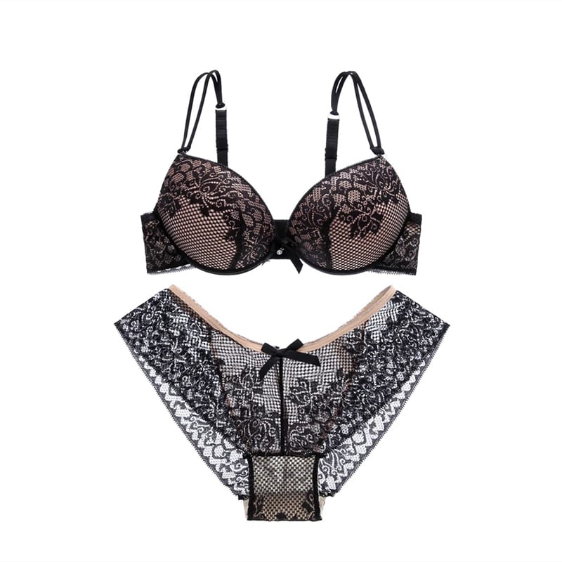 Girls Cheap Bra Set Lace Floral Lingerie Set Push Up Bra Briefs Adjusted Bra And Panty Set Sexy Backless Underwear Set