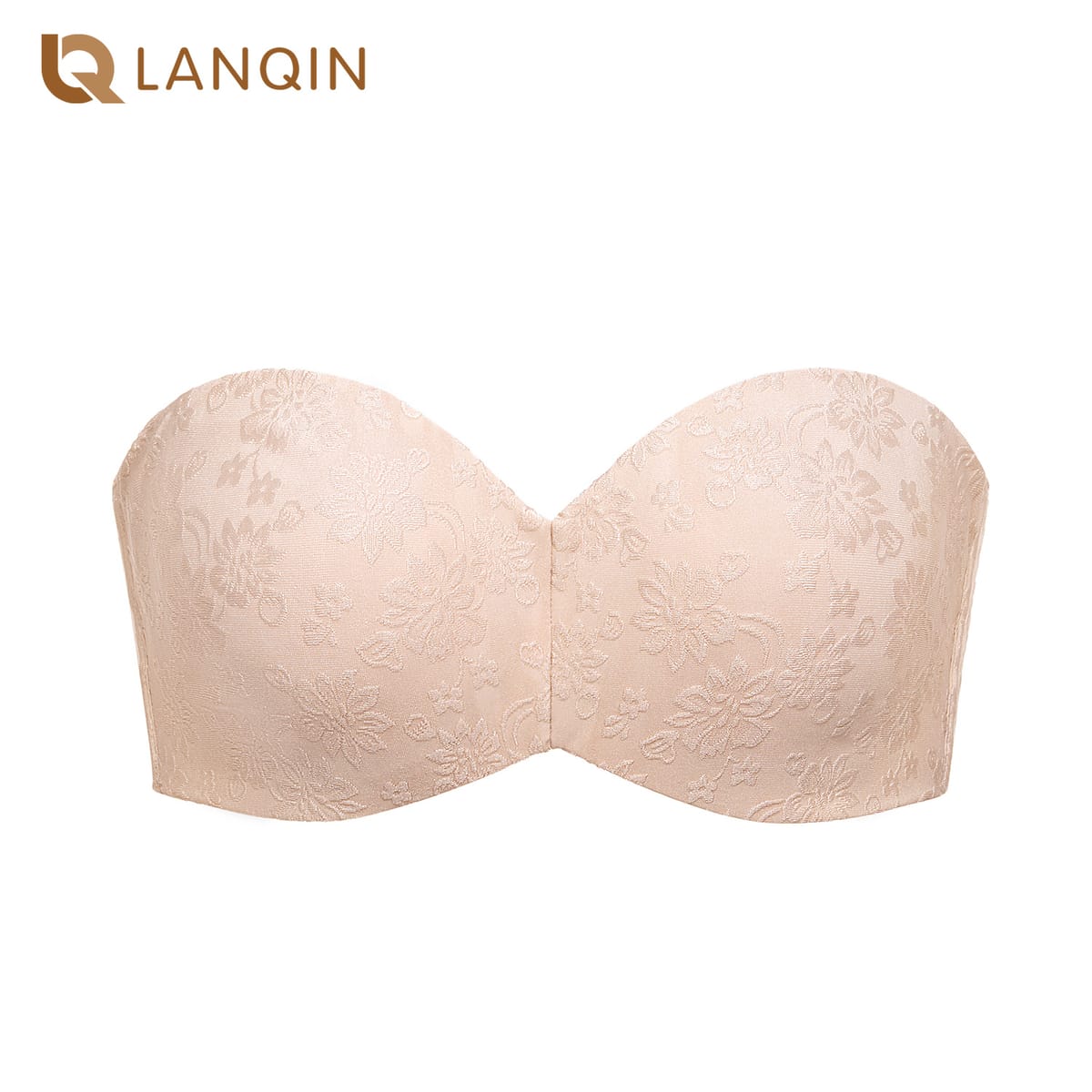 Women's Floral Jacquard Non-padded Underwire Minimizer Multi Way Strapless Bra Plus Size Underwear A- DD E F G