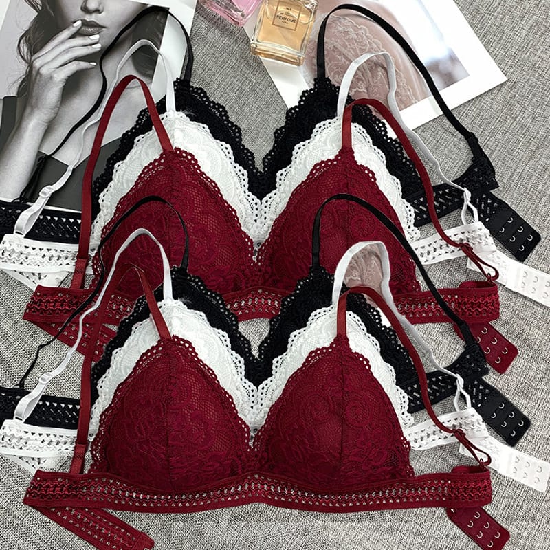 New Lace Sexy Lingerie Wireless Bra for Women Padded Push Up Bralette Female Brassiere Soft Backless Fashion Bras Underwear