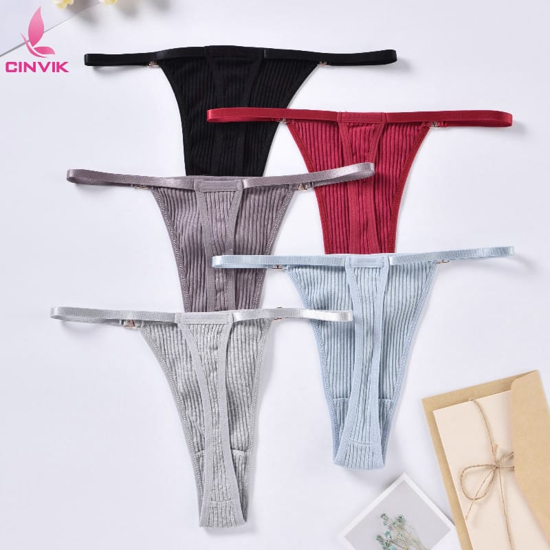 CINVIK Cotton Lingerie Sexy Women Underwear Rope Thong Solid Color Low Waisted G-string  Soft Comfortable Panties Sexy Tangas