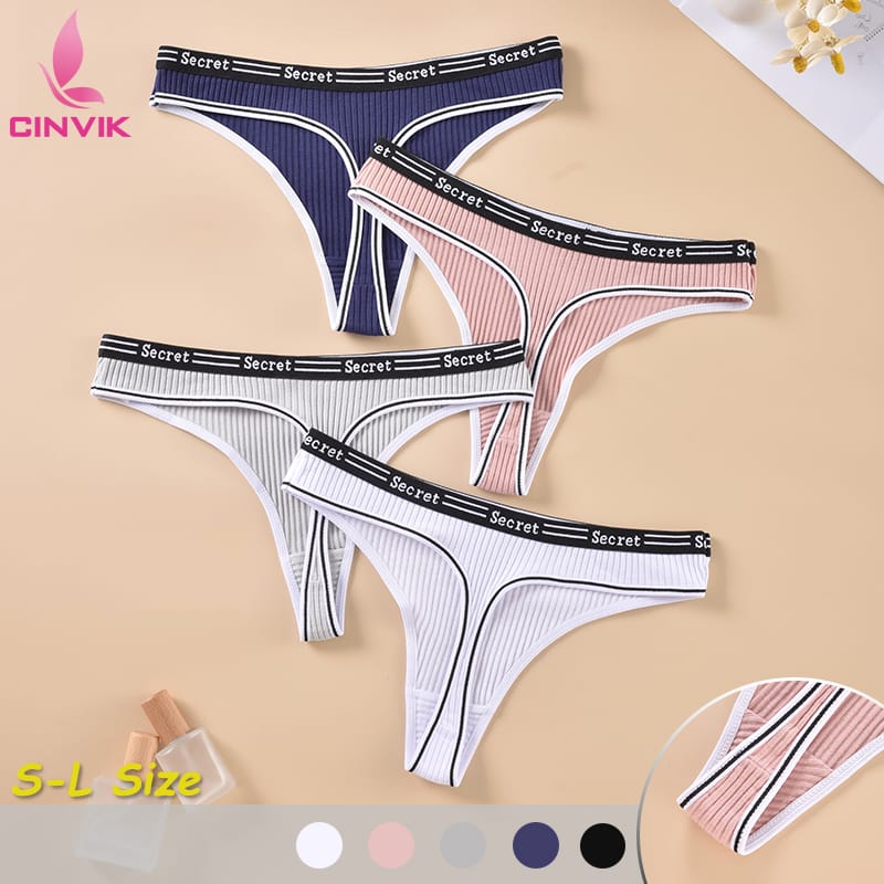 Cotton Elastic Thong Comfortable Sexy Women Underwear Low Waist Summer Cool Tangas Fashionable Letter Personalized Girl Lingerie