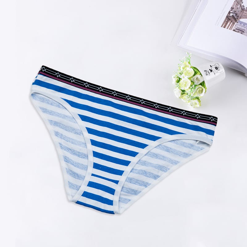 Women's Panties Sexy Cotton Crotch Briefs Female Underwear Lingerie Bikini Ladies Knickers Breathable Striped  1 Piece