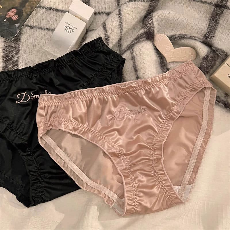 Women's Panties Sexy Super Stretch Underpants Silk Female Lingerie Low-Waist Satin Letters Briefs Breathable Underwear