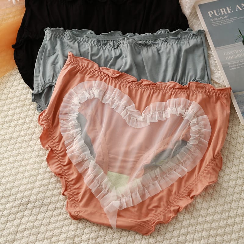 Women's Cotton Briefs Large Sizes Sexy Lace Breathable Mesh Cotton Underwear Women with High Waist Plus Size Cotton Panties