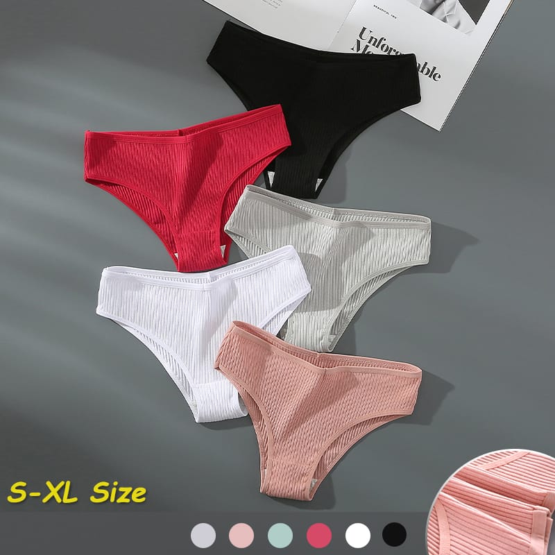 Solid Color Cute Cotton Underwear Sexy Fashionable Women Panties Mid Waist Breathable Lingerie Summer Refreshing Elastic Briefs