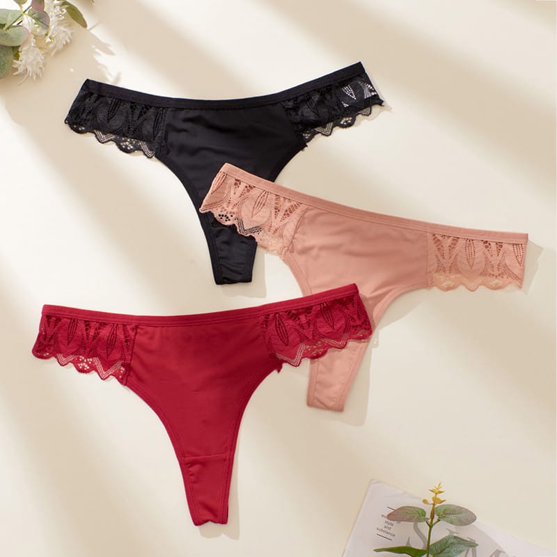 CINVIK Sexy Lace Lingerie Low Waist Briefs Ice Silk Women's Panties Women Underwear G-string Soft Female Briefs Intimates Tangas