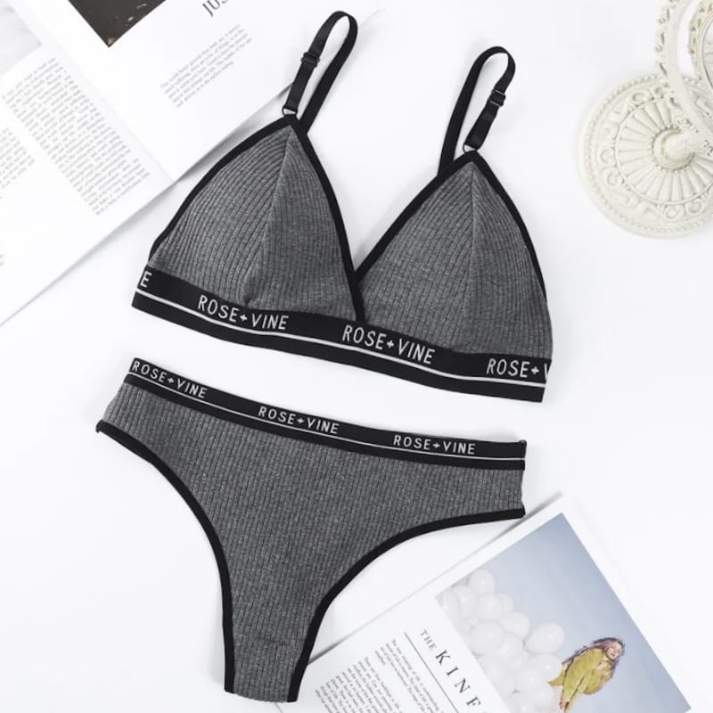 Women Cotton Bra Low Waist Panties Sexy Lingerie Set Letter Print Push Up Bras Female Seamless Comfort Underwear Set