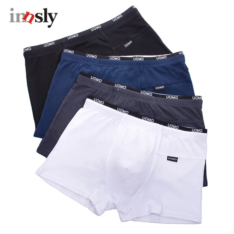 Innsly Big Size Men Underwear Boxer Male Boxers Shorts Cotton Underpants Elastic Waistband Design Short