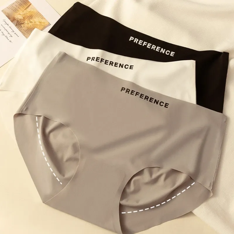 Seamless Panties for Women Ice Silk Mid Waist Stretch Underwear Fitness Sports Lingerie Sexy Female Underwears Invisible Briefs