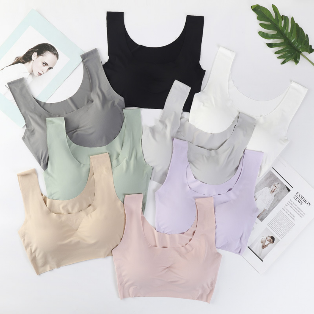 Japanese Style Seamless No Steel Ring Ice Silk Gathered Large Size Running Vest Yoga Sports Underwear Women's Bra Lingerie