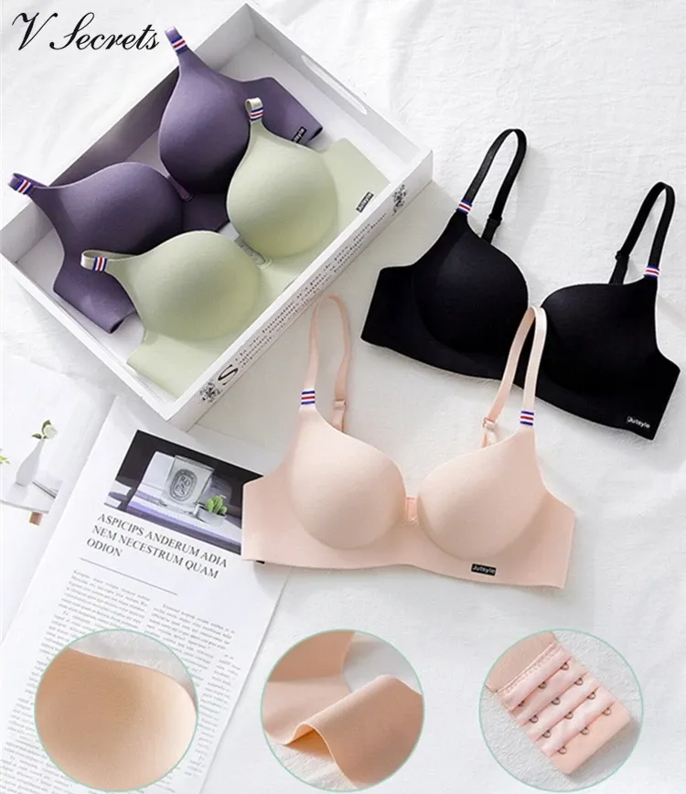 French Style Bra Corset Sexy One-Piece Lingerie Ice Silk Gather Push Up Underwear Women Wireless Bralette Simple Soutien Gorges