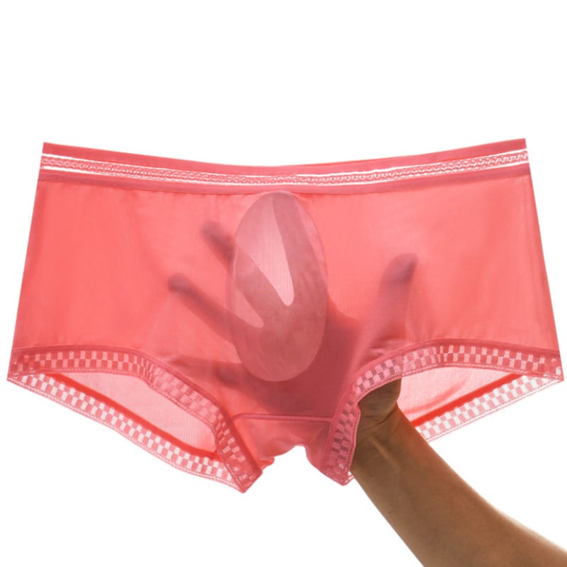 Men's Ice Silk Panties Underwear Lace Side Summer Translucent Ultra Thin Boxer Breathable Male Large Size Briefs Underpants