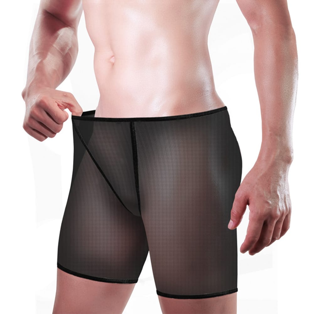 Mesh Transparent Boxers Underwear For Men Solid Black White Underwear Boxer Shorts And Underpants Lingerie Briefs Men's Panties