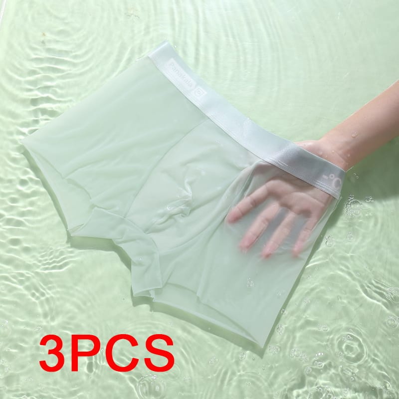 3PCS/set Ice Silk Men's Panties Sports Quick Drying Fashion Shorts Thin Plus Size Panties Boxer Underwear Underpants Gift Luxury