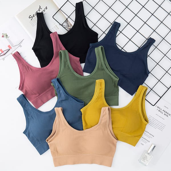 Sexy Seamless Bra Wire Free Brassiere Rib Bralette Women's Plunge Underwear Top Female Comfy Padded Lingerie V Back Bras