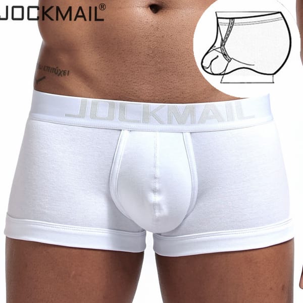 JOCKMAIL Cotton Men Boxer Sexy men underwear U convex Pouch adjustable size Ring cockstraps men trunk Shorts Gay Underwear