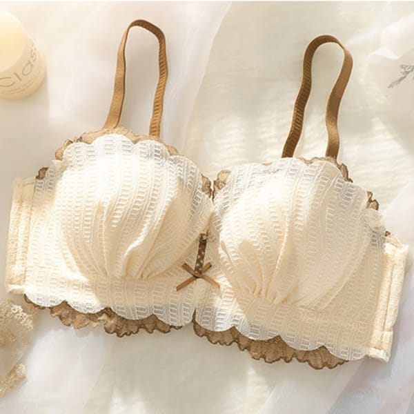 Women Lace Push Up Bra with Underwire Sexy Cute Bow Bralette Female Underwear Lingerie Adjustable Straps Gathered Brassiere