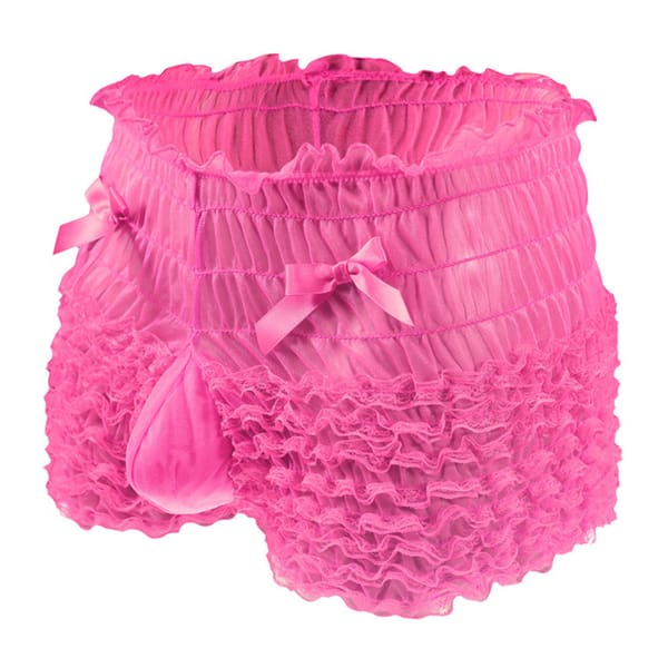 Sexy Men Trunks Ruffled Lace Girly Briefs Sissy Feminization Crossdress  Underwear U Convex Pouch Lingerie Underpants Panties