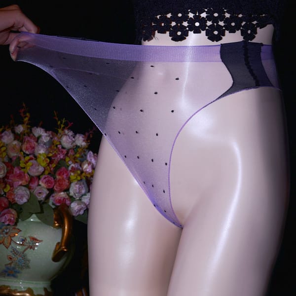 1D Ultra-Thin Briefs Shiny Transparent Traceless Sexy Temptation Silky Polka Dot Underwear Large Size Women's Underwear
