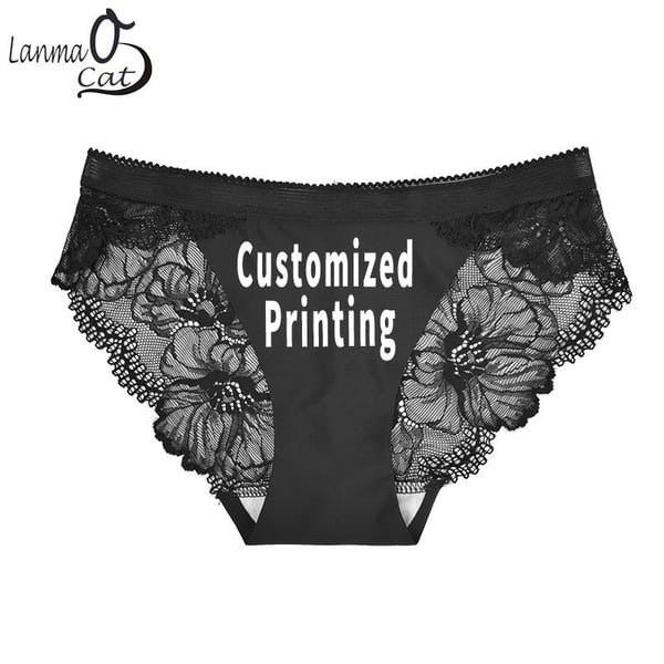 Customized Text Logo or Images Photos Printed Sexy Seamless Breathable Lace Briefs Underwear for Women Beautiful Lady's Panties