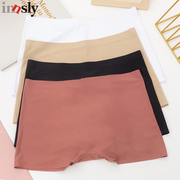 3Pcs/Set Seamless Shorts Women's Boyshort Ice Silk White Square Panties Female Boxer Underwear Protective Shorts under the skirt
