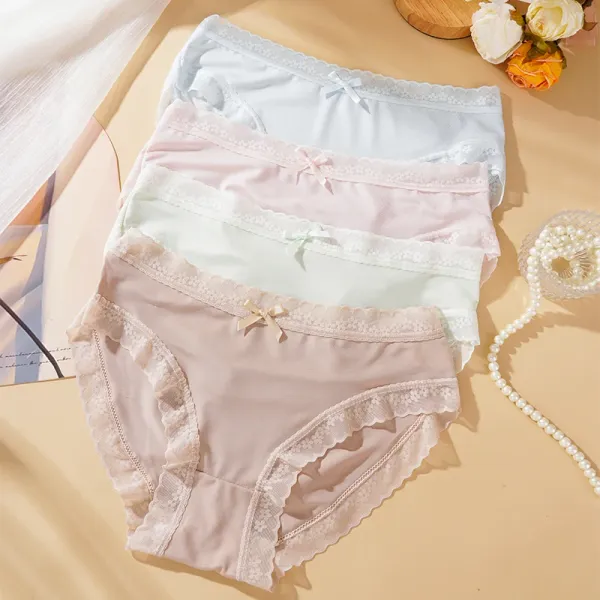 3PCS Women Low Waist Panties Panties Sexy Lingerie Lace Quick Drying Briefs Female Seamless Underwear Solid Color Underpants