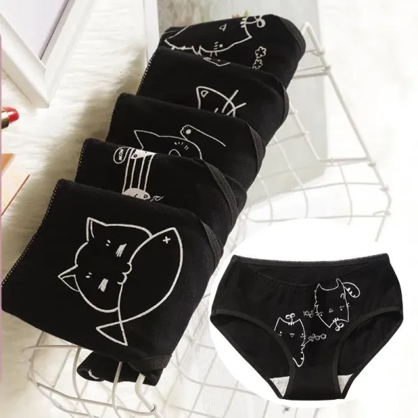 New 1PC Cartoon Cat Fish Briefs Cotton Women's Underwear Sexy Panties Female Underpants Solid Color Girls Pantys Lingerie M-XL