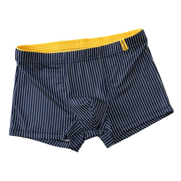 Men Ice Silk Boxer Trunks Bulge Pouch Underpants Male Breathable Striped Panties Soft Boxer Briefs Elastic Waist Underwear Panty