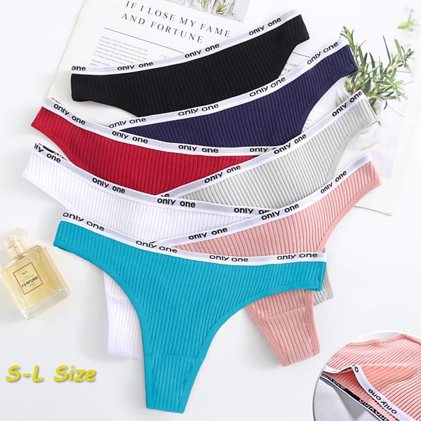 Cotton Elastic Low Waisted G-string Sexy Fashionable Women Underwear Letter Solid Color Comfortable Thong Cool Fitting Lingerie