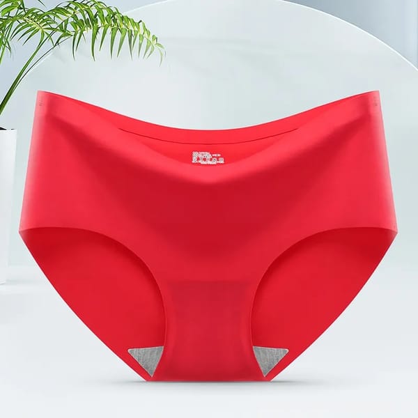 Women's seamless ice silk underwear adhesive waist plus size solid color briefs women's comfortable fast sleep pregnant women
