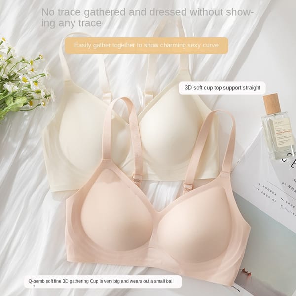 UBAU Non-marking jelly underwear soft support fixed cup sports bra small breasts gathered large size bra