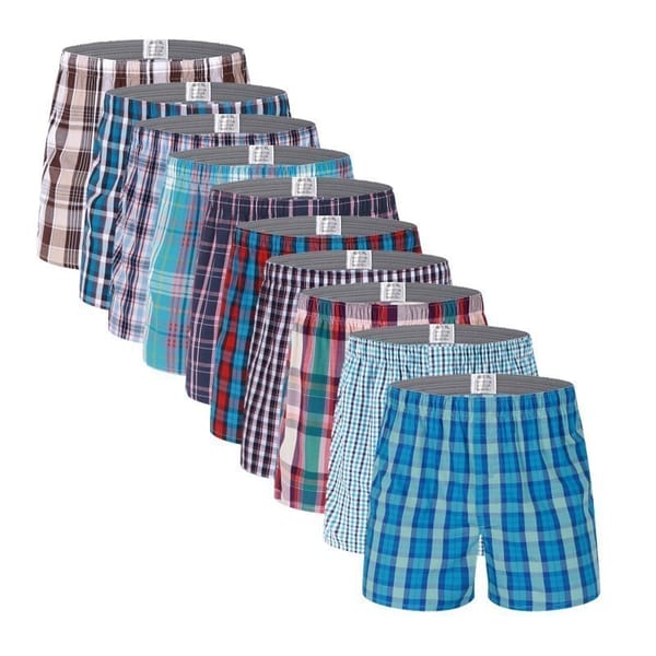 10Pcs Mens Cotton Boxers Shorts Comfort Underwear Soft Plaid Boxer Male Panties Breathable Underpants Hombres Aro Pants Homewear