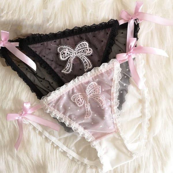 Seamless Soft Female Lace Lingerie Underwear Sexy Briefs Women Thong Bandage Panties Bow Underpants