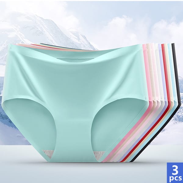 3pcs Panties Women Sexy Seamless Panties Ice Silk Mid Waist Underwear For Female Women's Briesfs 3pcs Set Underpant Lingerie