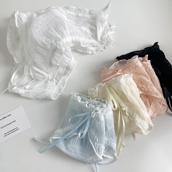 Japanese Underwear Female Fairy Style Lace Mid Waist Cotton Crotch Thin Breathable Mesh Girl Panties Women Lolita Cute Lingerie