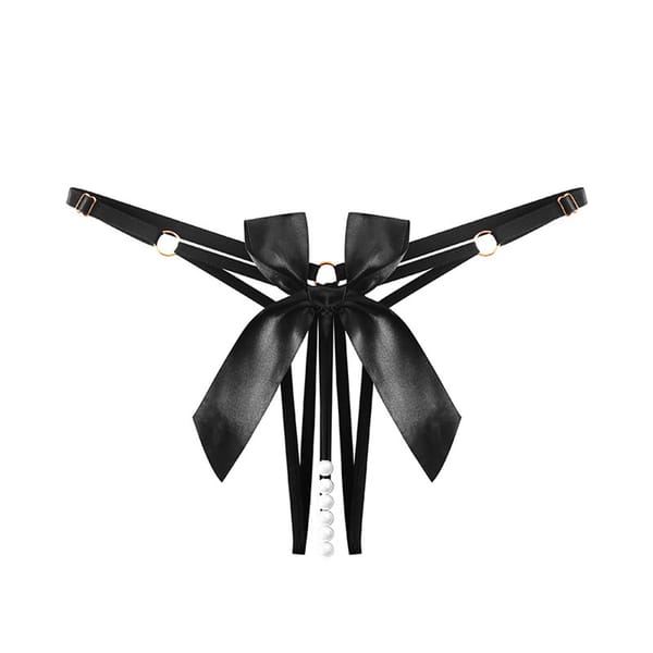 Womens Sexy Transparent Butterfly Elements Thong Pearl Slim Fit Hot Spicy Low-Waist Underwear Bow Hollow Thin Ladies G-string
