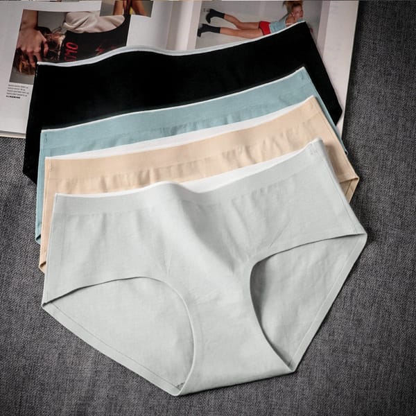 Women's Underwear Cotton Panties Under Wear Woman Lingerie Underpants Lady Briefs Girls Smooth Intimates Panty Mid Waist M-XXL
