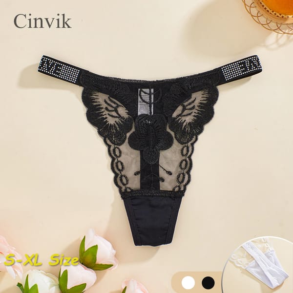Transparent Low Waisted Women's Underwear Sexy Lace Tangas Casual Lingeriefashion Letter Girl T-back Soft Comfortable Panties