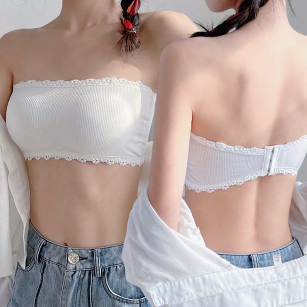 Sweet Lace Strapless Bra Non-slip Camisole for Girls Soft Invisible Beautiful Back Shockproof Vest Lingerie Versatile Underwear
